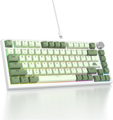 Механічна ігрова клавіатура SOLIDEE 75% з RGB-підсвічуванням, hot-swap, NKRO, TKL, 82 клавіші, Matcha/Red Switch