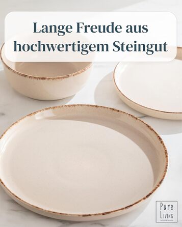 Набір посуду Steingut (36 предметів) для 12 осіб, Rustic стиль, Pure Living, бежевий колір