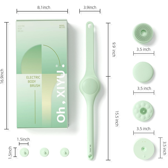 Електрична щітка для спини Gentle Exfoliating, для глибокого очищення, з довгим ручним, для жінок, чоловіків, літніх людей, рожевого (блідо-зеленого) кольору
