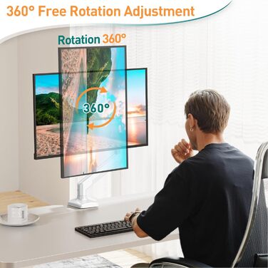 Кріплення для монітора ELIVED EV004W: газ-амортизатор, регулювання висоти, нахил, поворот, VESA 75/100mm (13-32 дюйми)