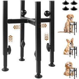 Підставка для миски для собак з підставкою для лап, регульована по висоті (15-26 см), металева, для води та корму, для маленьких, середніх та великих собак (лише стійка)