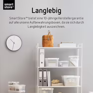 SmartStore - 4x Storage Box with Lid Classic 8L (34x25x16cm) | Stackable Box with Lid | Food-Safe Plastic Box | Plastic Box with Lid & Reinforced Corners | 10 Year Warranty (52 L)