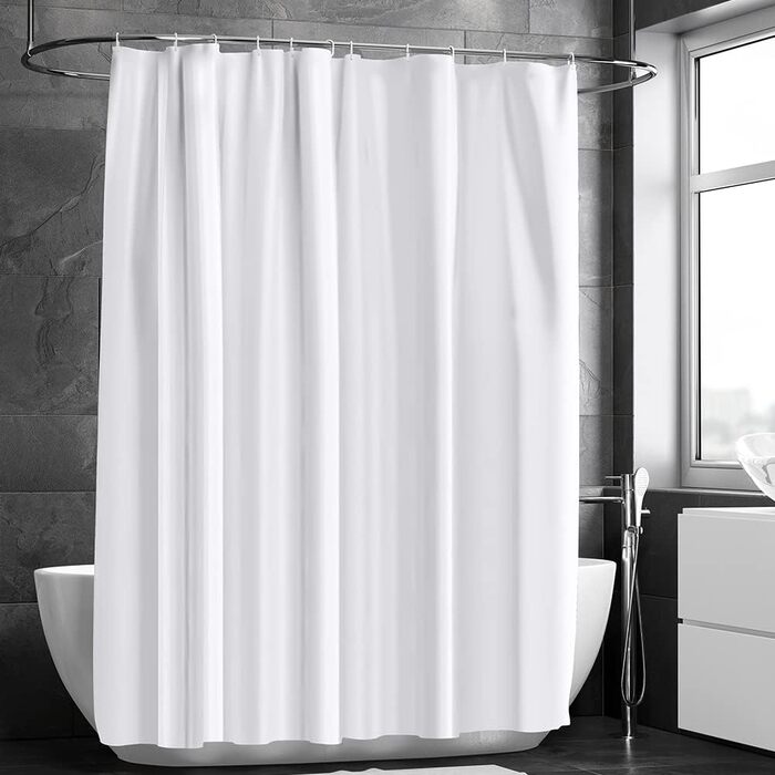 Шторка для душу URAQT, водонепроникна, антигрибкова, швидковисихаюча, PEVA, 180x180 см, 12 кілець, для ванни (Біла)