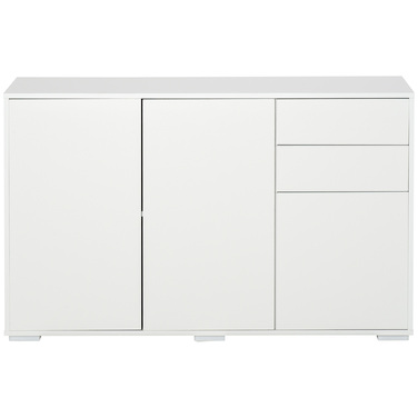 HOMCOM Sideboard White - Chest of Drawers with 2 Drawers & 3 Doors, Multi-Purpose Cabinet, File Cabinet, 117x36x74cm | Aosom