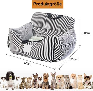 CALIYO Dog Car Seat, Seat Belt - Washable Dog Car Seat in Black/White for Small, Medium & Large Dogs, Dog Seat Car Backseat, Dog Bed Car, Dog Basket Car, Dog Car Seat. Black/White
