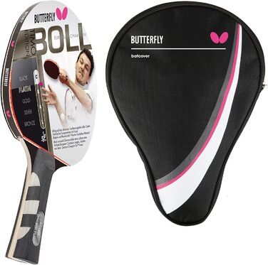 Тенісний стіл Butterfly® Timo Boll Platin 85025 | Професійний ракетковий комплект для настільного тенісу | Ракета для змагань, сертифікована ITTF | Анатомічна форма ручки (в комплекті з чохлом DC1)