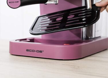 ECODE® Espresso Machine Delice Black, 20 Bar Pressure, Swivel Vaporizer - Machine with 1.5 L Tank, Milk Frother, Single/Double Dosage, Manometer with Temperature - Coffee Machine (Purple)