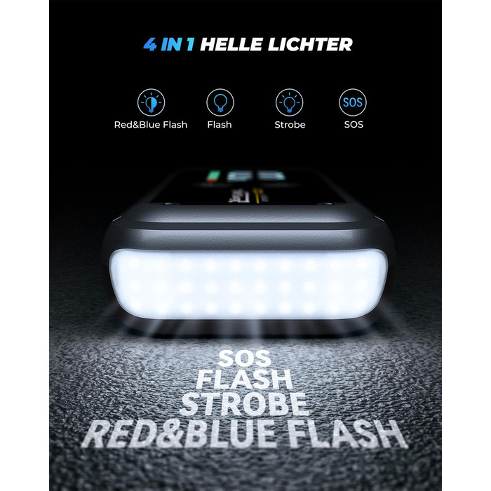 Портативний пусковий блок Starthilfe Powerbank 6000A з USB, LCD, ліхтариком, 12V для бензинових та дизельних двигунів