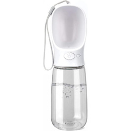 Складана пляшка для води для собак, 550 мл, не протікає, портативний диспенсер для води з годівницею для цуценят, для прогулянок, походів, подорожей (550 мл, білий)