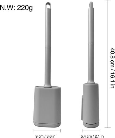 Силіконова щітка для унітазу Klobürste сірого кольору з кріпленням на стіну без свердління, швидковисихаючий тримач, настінний комплект