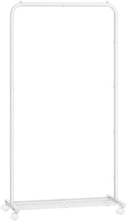 SONGMICS Clothes Rack, Rolling Garment Rack, Metal Wardrobe Stand, Rolling Wardrobe 91 cm wide, with Shelf, 2 Swivel Wheels with Brakes, Rod Loadable up to 40 kg, HSR025A01 (White, 74x40.5x158cm)