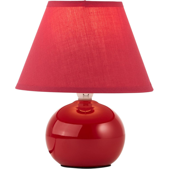 BRILLIANT Primo: стильна настільна лампа з тканинним абажуром – невелика лампа для нічного столика, спальні та вітальні – цоколь E14, вимикач – помаранчевий (червоний)