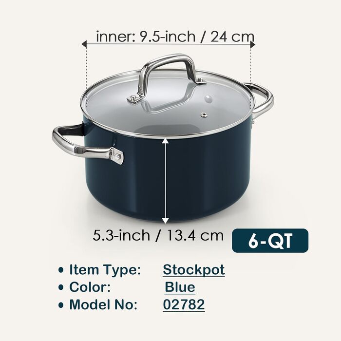 Набір каструль та сковорідок Cook N Home, 10 предметів, антипригарне покриття, кераміка, індукція, блакитний