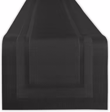 DII PVC Tablecloth Collection - Woven for Indoors and Outdoors, Polyvinyl Chloride, Black, Table Runner, 14x72