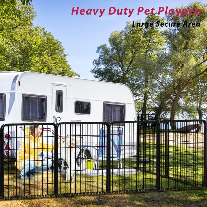 Металевий вольєр для собак, загон для собак на вулицю, вольєр для цуценят, міцний, для внутрішнього та зовнішнього використання, 38 панелей, 81,3 x 101,6 см