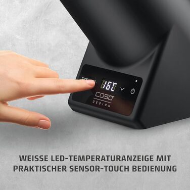 CASO VinoCase Black Single Bottle Wine Cooler - Quiet Operation, 5-18°C Temp