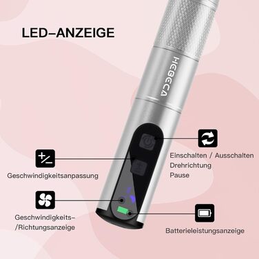 Електричний набір для манікюру та педикюру 12 в 1 бездротовий для гелевих, акрилових та натуральних нігтів (сірий)