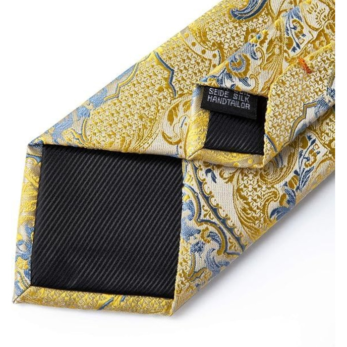 Краватка з візерунком пейслі для чоловіків DiBanGu, шовкова краватка та нагрудна хустинка, затискач для краватки, манжетні кнопки, для весілля та випускного