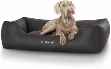 Cuddly Wuff Dog Bed XXL Faux Leather Dog Basket Dog Sofa Dog Cushion Dog Basket Washable Milan, 120 x 85cm, black