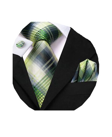 Краватка чоловіча Dubulle з квітковим візерунком Paisley, шовкова краватка для чоловіків, смугаста, краватка та нагрудна хустинка, набір для весілля, бізнесу (перехідний колір зелений)