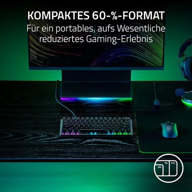 Razer Huntsman V3 Pro Mini - Механічна клавіатура для геймерів 60% з аналоговими оптичними перемикачами | US-Layout | Чорний