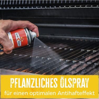 Grillfürst Premium Grill Brush for Cast Iron Grates with Brass Bristles, Cast Iron Care Spray, Special Scraper