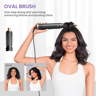 Мультистайлер для волосся 5 в 1 MogaWave Airstyler Airbrush Pro 1000W: фен-щітка, плойка та об'ємний стайлер з іонізацією, чорний