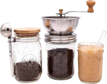 Кришка для кавомолки Mason Jar Lifestyle – меліть каву та спеції безпосередньо в банки Mason Jar – підходить для банок з широкою горловиною – нержавіюча сталь & довговічний дизайн