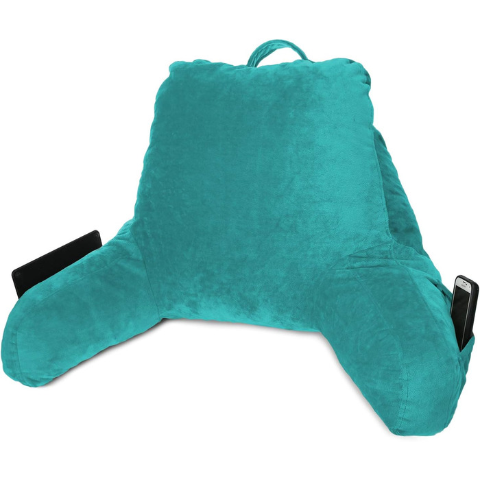 Підголовник для ліжка Clara Clark з підлокітниками та кишенями, для дітей, підлітків та дорослих, блакитно-зелений, преміум якість