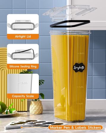 Набори контейнерів для зберігання продуктів з кришкою, 24 шт. Герметичні контейнери для меду, цукру, круп. З ручкою та етикетками