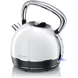Arendo Retro Stainless Steel Kettle - 1.7L Electric Kettle with Replaceable Scale Filter - Cool Grey - Automatic Shutoff
