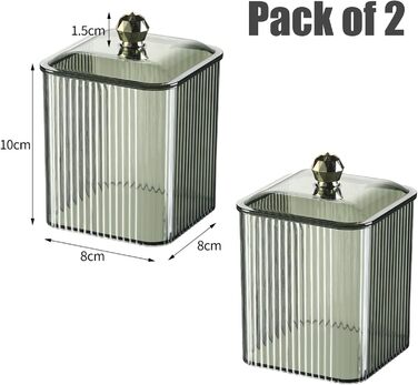 Контейнер для ватних паличок Veki з кришкою, прозорий, для ватних дисків, органайзер для косметики, зелений