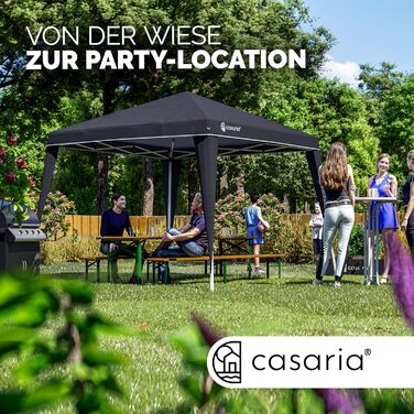 CASARIA® Capri Pavilion 3x3m Pop-Up UV Protection 50+ Waterproof Winter-Proof with Bag Foldable Stable Camping Garden Pop-Up Pavilion Party Tent Anthracite