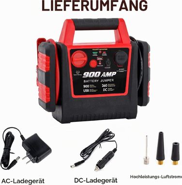 Пусковий пристрій для автомобіля TIREWELL 12V з вбудованим компресором для шин та USB-портом