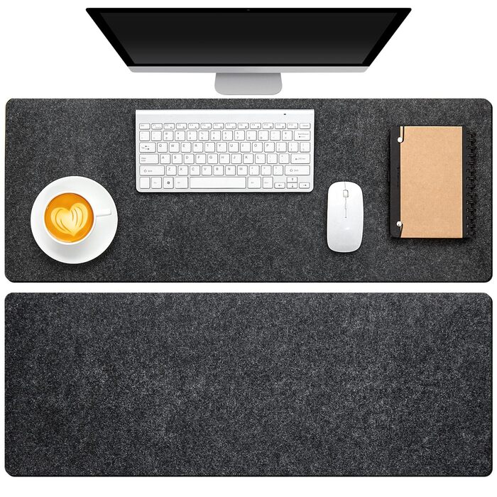 Килимок для миші та клавіатури Panelee 80x30 см, повстяний, антиковзкий, сірий. Захисний килимок для столу в офіс/дім