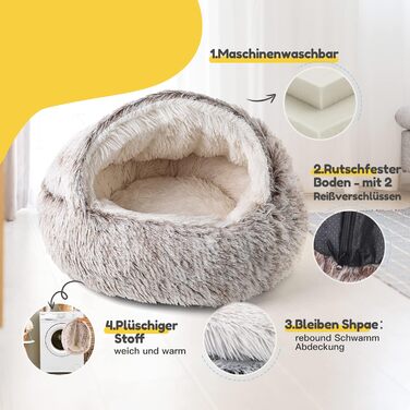 CATISM Cat Bed, Fluffy Cat Blanket, 50cm Cozy Cat Bed for Large Cats/Kittens Washable Snuggle Dog Bed/Dog House Soft Comfortable Coffee