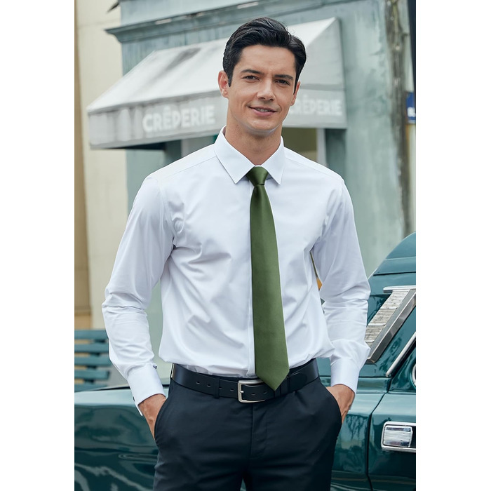 HISDERN Комплект краватки та кишенькового хустинки однотонний для весілля та свят