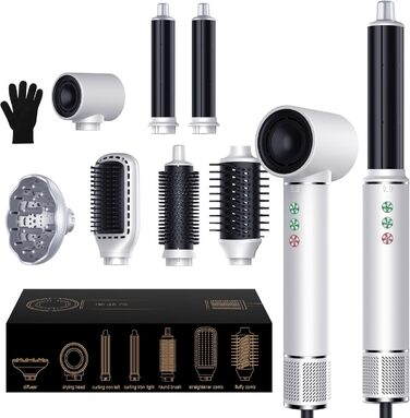 OKWRAP Airstyler Hair Styler Set 7 в 1: Фен, плойка, щітка для волосся, іонізація, 110000 об/хв, тиха робота