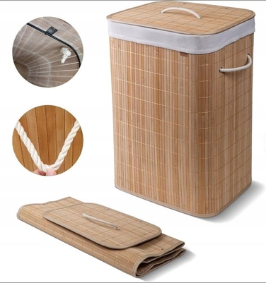 Кошик для білизни та іграшок із бамбука з кришкою, 72 л
