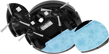 Робот-пилосос з функцією миття - 3 в 1. З пультом дистанційного керування, акумулятор 120 хв, для твердих підлог, килимів, шерсті тварин. Чорний.