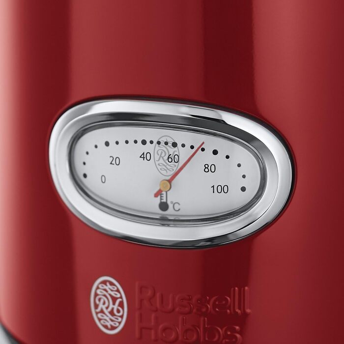 Тостер Russell Hobbs Retro з нержавіючої сталі [для 2 тостів] з підігрівачем для бургерів, 6 рівнів підсмажування, функція розморожування та підігріву, 1300 Вт, Vintage 21680-56