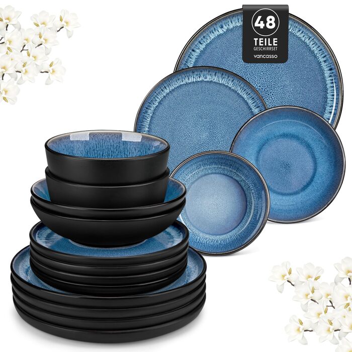 Набір мисок Vancasso PLAYA, 6 шт., кераміка, блакитний, для мюслі, супу, салатів, пасти