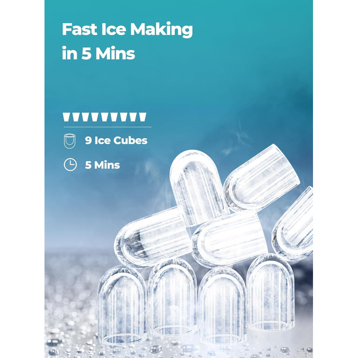 Портативна машина для льоду FOHERE – самоочисна, 14 кг/24 год, 2 розміри, компактний дизайн, 1 кнопка, інтелектуальні попередження, з лопаткою та кошиком для дому/бару/офісу/кемпінгу (зелена)