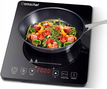 Портативна індукційна плита Amzchef SK-20CB16T 2000Вт, чорна