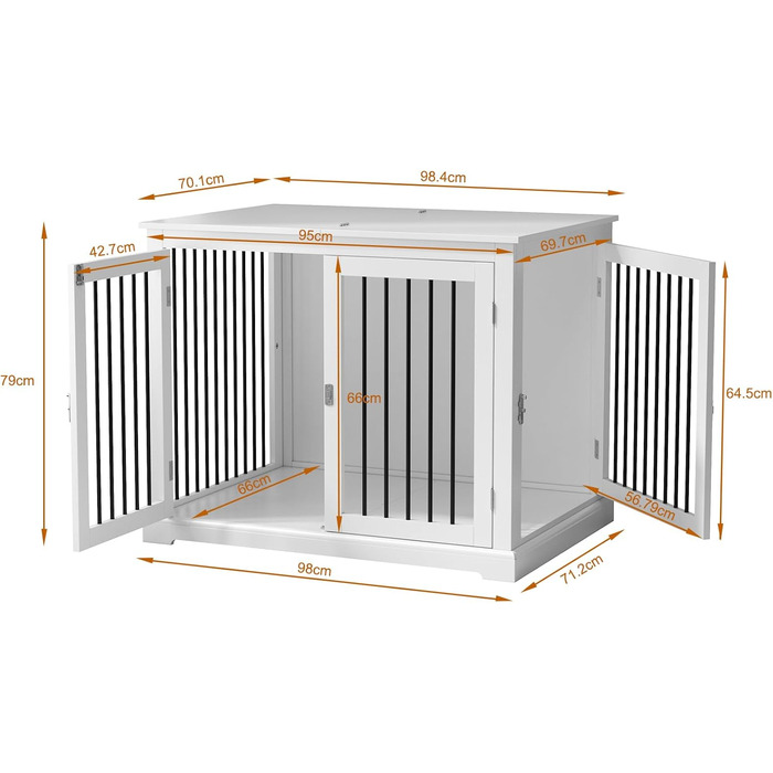 Клітка для собак для дому, білий (L) - зручна та стильна переноска з м'яким лежанком