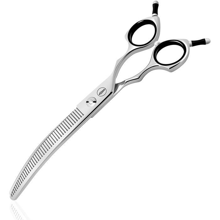 Ножиці для грумінгу собак та котів HASHIMOTO, вигнуті, 33 зубці, 18 см, 65% розрідження, легкі. Ідеальні для професійних грумерів та домашнього використання.