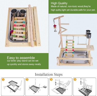 Parrot Playstand, Bird Playground, Parrot Bird Play Area, Parrot Bird Stand Bird Playground for Bird Cages, for Budgies and Cockatiels (37 * 26 * 44CM)