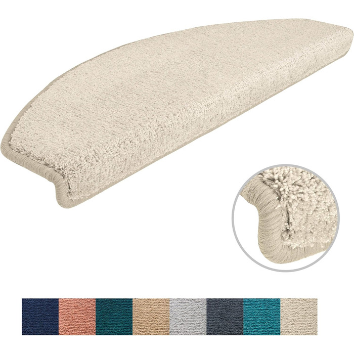 Ступеневі килимки Kettelservice-Metzker Sweet I М'які килимки на сходинки, напівкруглі, кремового кольору, 15 шт.