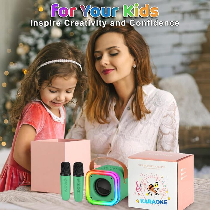 Караоке машина Spinosaurus для дітей з 2 мікрофонами, Bluetooth, LED-підсвічування, для віку 3-12 років