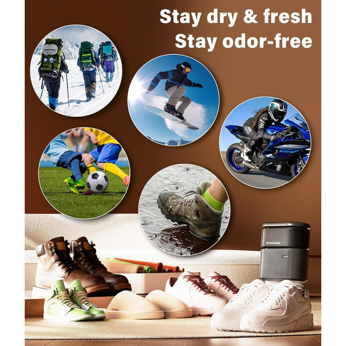 Snowpea Shoe Dryer with Heat Blower, Ski Shoe Dryer with Heater, Foot Warmer, Snowshoe Dryer, Sneaker Dryer for Shoes, Hats, and Ski Shoes with 3/6/9 Hour Timer